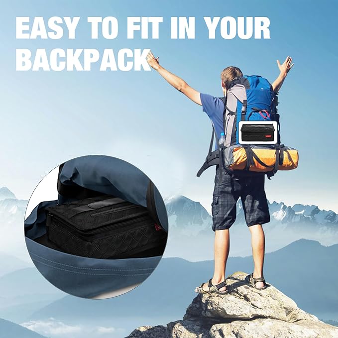 Aosbos Small Insulated Lunch Bag - Compact Lunch Box for Portion Control, Work & Office, Black Quilted