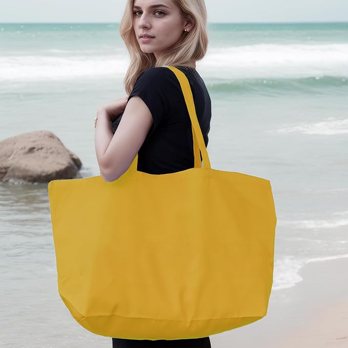 Large Canvas Tote Bag - Reusable Grocery Bag Foldable Heavy Duty Shopping Bag for DIY Art Crafts Painting Embroidery