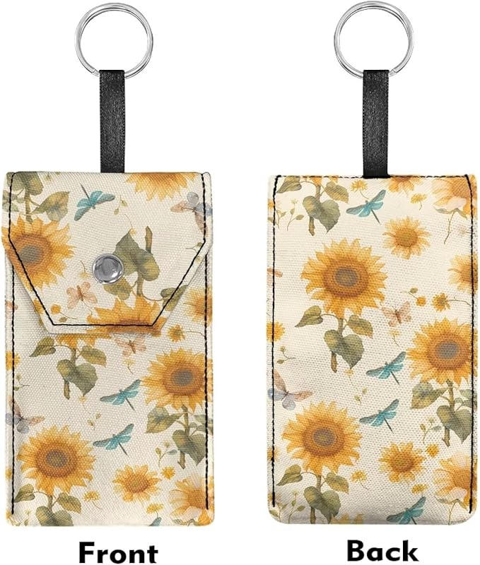 Tissues Purse Pocket Hanging Rope Travel Tissue Pouch Snap Button Enclosed Pocket Tissue Holder for Coin Purse 5.5 x 3.1 Inches Sunflower Butterfly