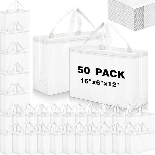 Windyun Reusable Grocery Bags Large Non Woven Shopping Bags with Handles Foldable Portable Tote Bulk, 16x6x12 Inch