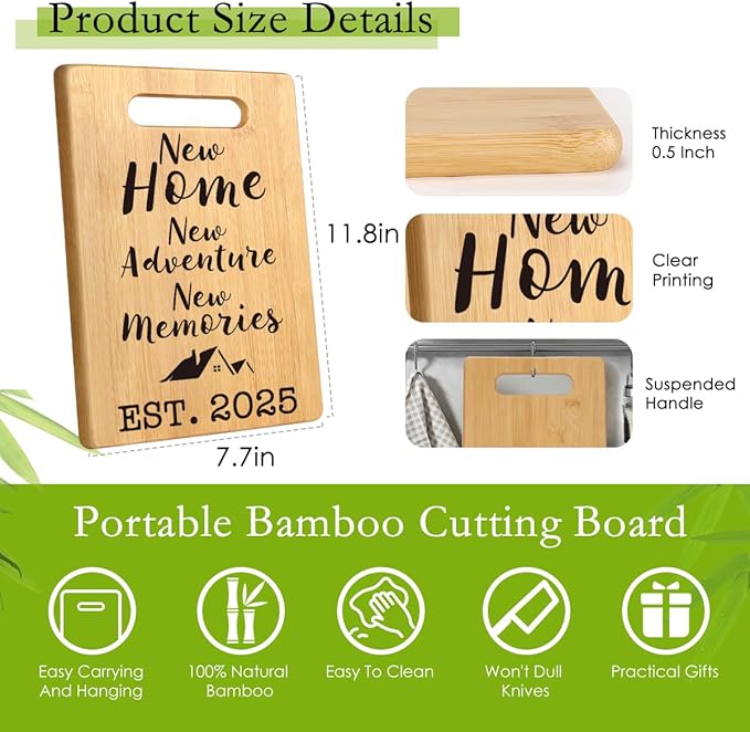 House Warming Gifts New Home, Perfect House Warming Gifts, New Home Gift Idea for Women Men Homeowner, New Apartment Essentials, New Home New Adventure New Memories 2025 Cutting Board