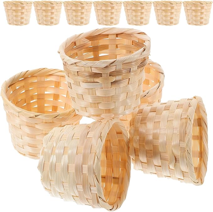 BESPORTBLE 12Pcs Small Wooden Woven Storage Baskets for Desktop Sundries Household Organization Natural Handcrafted Basket