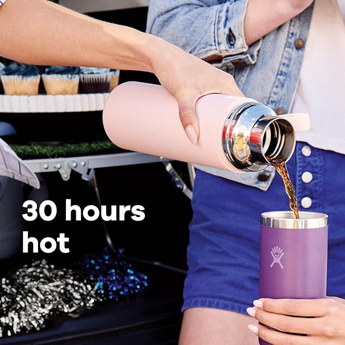 Hydro Flask Hot Flask & Cup – Insulated Stainless Steel, Hot Drink Travel Container for Coffee & Tea 28 Oz Trillium Pink