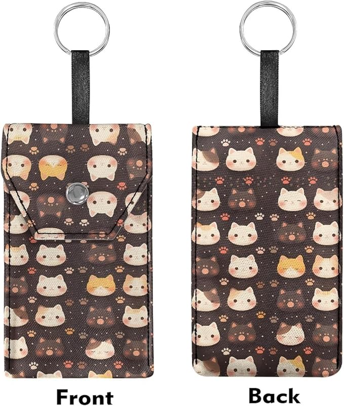 Purse Tissue Packs Lightweight Canvas Tissue Holder with Hanging Rope Travel Tissue Pouch for Coins Keys Decorative Tissue Holder for Daily Cute Cat