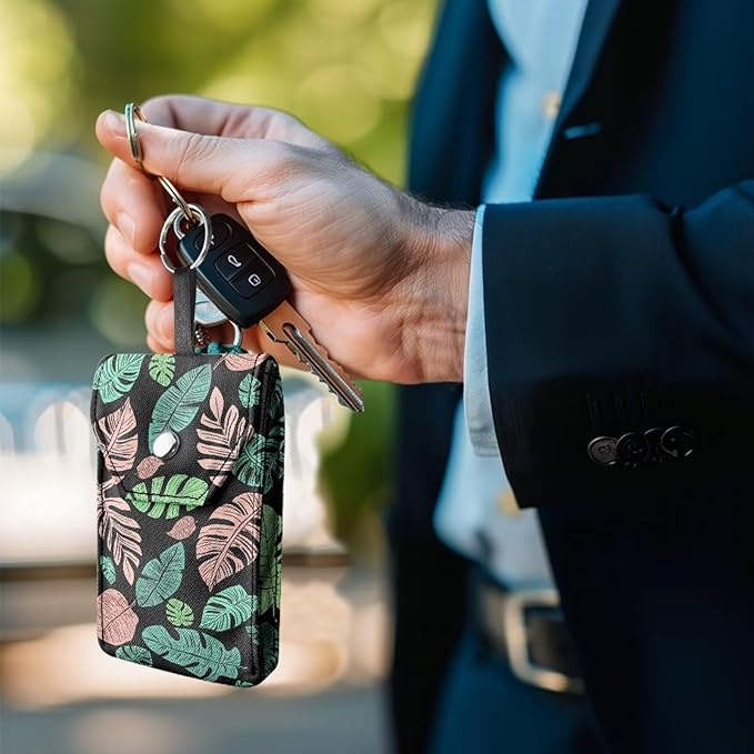 Purse Tissue Packs Portable Tissues Purse Pocket Snap Button Enclosed Reusable Paper Holder for Purse Coin Travel Office Daily Monstera Leaf