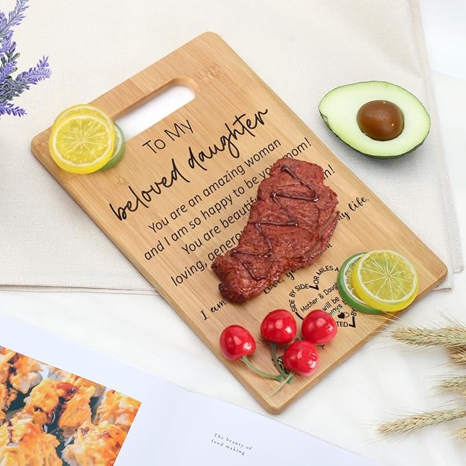 Birthday Gifts for Daughter from Mom, Best Daughter Kitchen Cutting Board, Gifts for My Daughter Stepdaughter Bonus Daughter Christmas Wedding Gifts for Beloved Daughter Gift from Mother