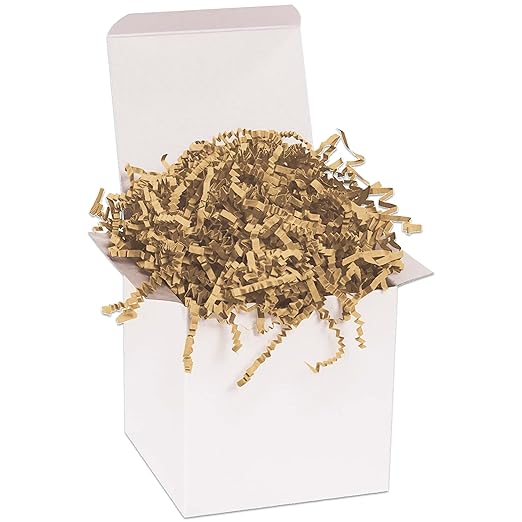 BOX USA 10 lb. Cognac Crinkle Paper Packing, Shipping, and Moving Box Filler Shredded Paper for Box Package, Basket Stuffing, Bag, Gift Wrapping, Holidays, Crafts, and Decoration