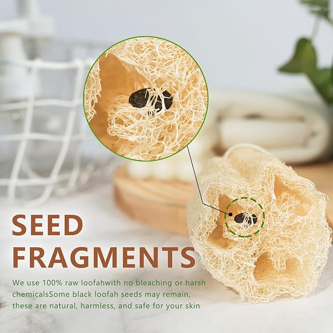 Natural Loofah 6-Pack, 4 Inch 100% Plant Fiber Exfoliating Sponge, Ideal for Men & Women, Spa & Shower Use
