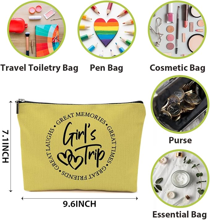 5 Pcs Girls Trip Gifts Favors, Girls Weekend Gifts Makeup Bag, Bestie Gifts Weekend Bag Travel Gifts Vacation Cosmetic Bag, Friendship Gifts for Women Bestie, Graduation Wedding Gifts Toiletry Bag
