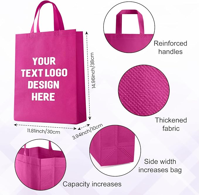 Custom Tote Bags with Your Logo, Personalized Reusable Shopping Bags for Shopping Business