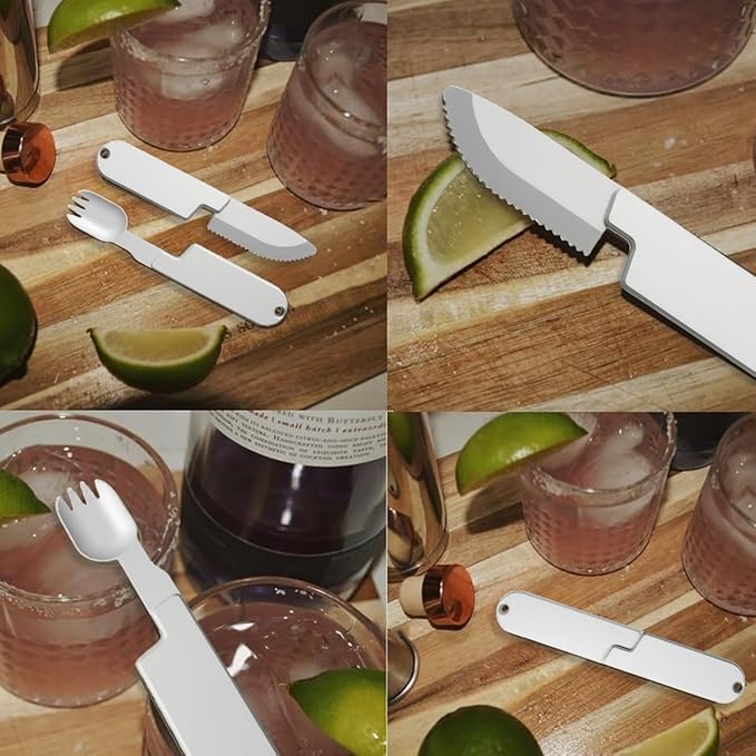 2 in 1 cutlery,Camping Eating Utensils Set Detachable Pocket Wilderness Fork and Spoon Tool,Multifunction Practical Tableware for Travel,Hiking,Wilderness，Equipped with cutlery protection bag(1Set)