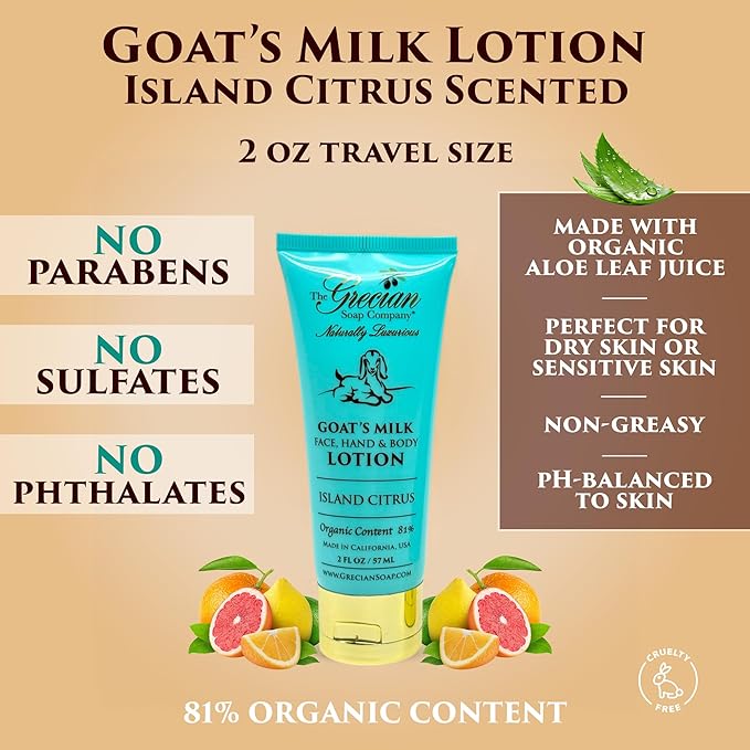 The Grecian Soap Company Deluxe Bathtub Gift Set, 6pcs Goat Milk & Olive Oil Skin Care Set, Birthday Gifts for Women, Bridal Shower Gifts, Gifts for Mom, Island Citrus Scent, Handmade in the USA