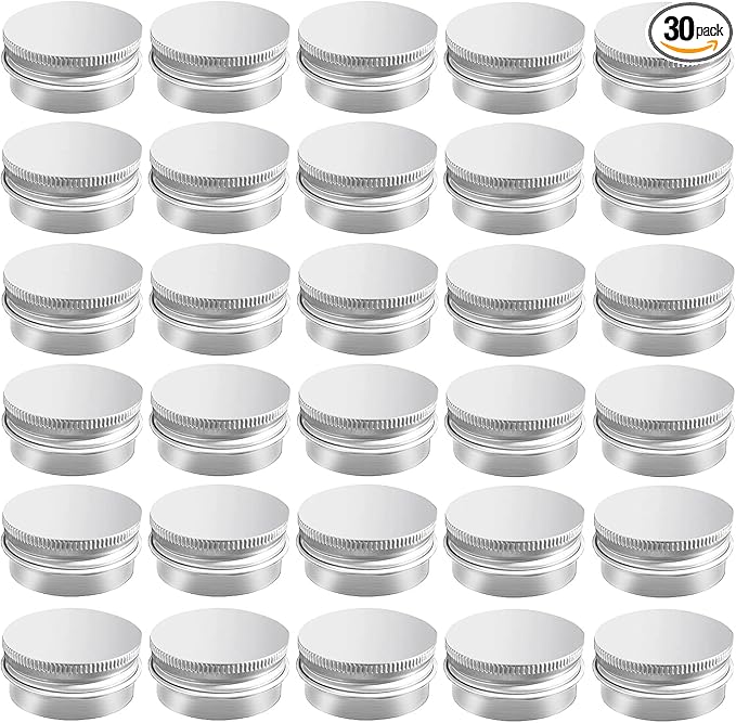 30 Pack 0.5 oz Aluminum Tin Jar with Screw Lid 15 ml Round Refillable Containers