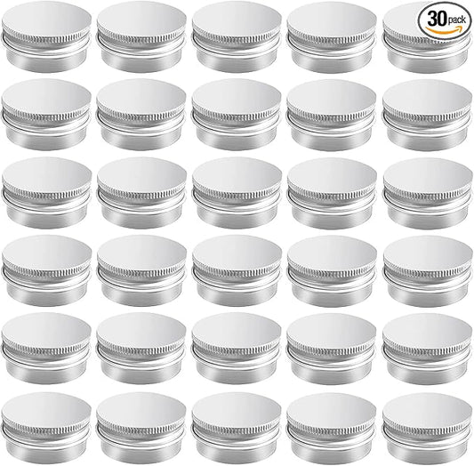 30 Pack 0.5 oz Aluminum Tin Jar with Screw Lid 15 ml Round Refillable Containers
