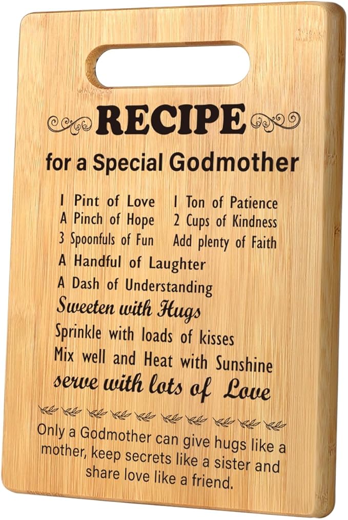 Gifts for Godmother from Goddaughter, Christmas Birthday Gifts for Godmother from Godchild Will You Be My Godmother Thanks You Gifts for Godmom Recipe for A Special Godmother Cutting Board