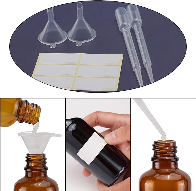 YIZHAO Clear Glass Spray Bottles 2oz, with Small Fine Mist Spray, Metal Cap, Refillable for Essential Oil,Travel,Cleaning,Perfume,Aromatherapy,Makeup – 6 Pcs