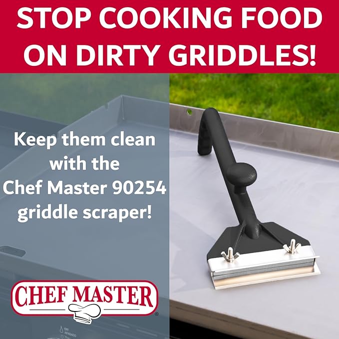 Chef Master Griddle Scraper Replacement Blade - 5 1/2" Wide x 1.2mm Thick - Stainless Steel Reversible Blade - Fits Most Scrapers - Double Beveled Edge for Chrome Griddle