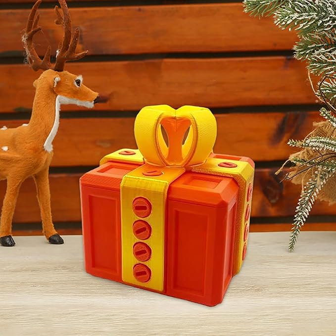 The Prank Box Funny Christmas Gifts Box Annoying Hilarious Screw Challenge with Surprise 3D Printed Screw Gifts Boxes Ideal for Birthday, Christmas (Orange and yellow)