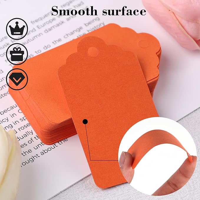 SallyFashion 120PCS Gift Tags - Orange Hanging Tags for Gifts, DIY Wedding, Birthday