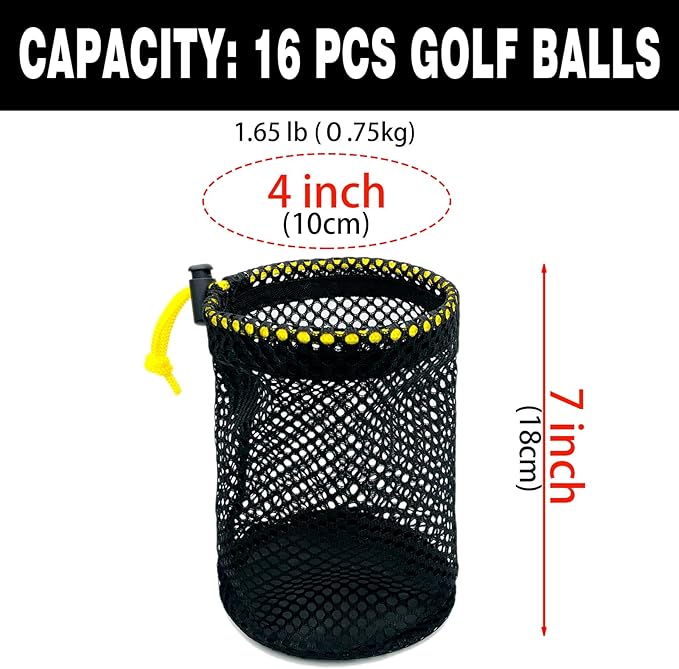 JKL 5 Pack Small Golf Ball Bags, Golf Mesh pouch,Sports Net, Round Storag,little nylon mesh bag,Colorful Drawstring mesh Bags for accessories（Red Yellow Blue Green Black）