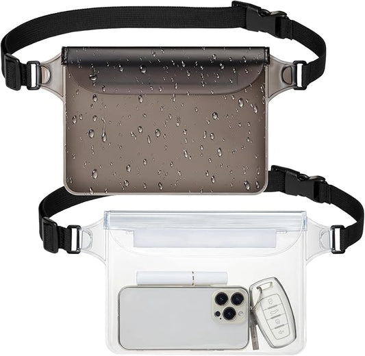 F-color Waterproof Fanny Pack - Cruise Essentials 2025 - Waterproof Pouch, Triple Zipper Roll-Top Dry Bag for Phone with Adjustable Waist Strap, Keep Passport Valuables Dry for Beach Kayaking Boating