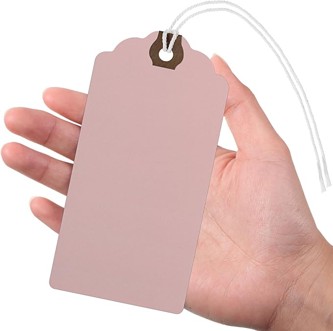 Outus 60 Pcs 4 3/4-in x 2 3/8-in Blank Large Paper Gift Tags with String and Reinforced Eyelet Wire Writable Price Tags Shipping Labels Inventory Labels(Pastel Color)