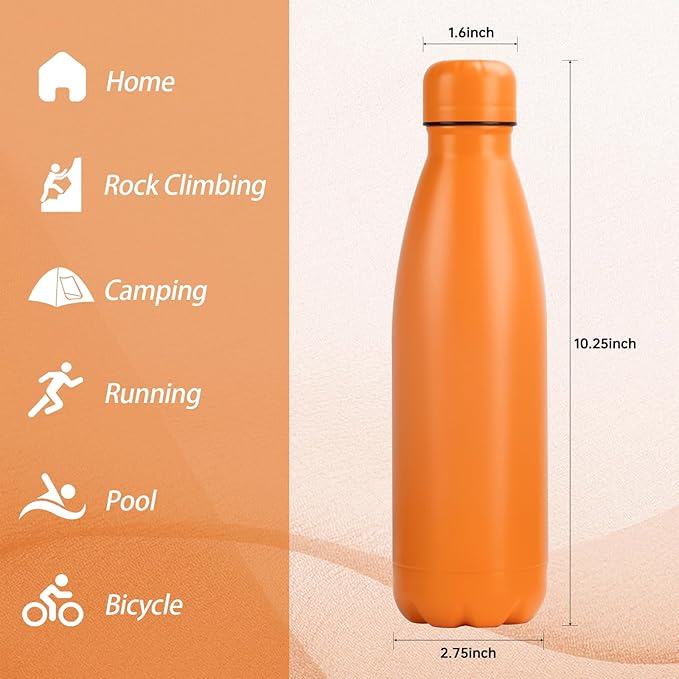 OWS 17oz Insulated Water Bottles Bulk 1/2/4 Pack, Metal Sports Water Bottles, Double Wall Vacuum BPA-Free Flask for School, Sports(mix 4pcs)