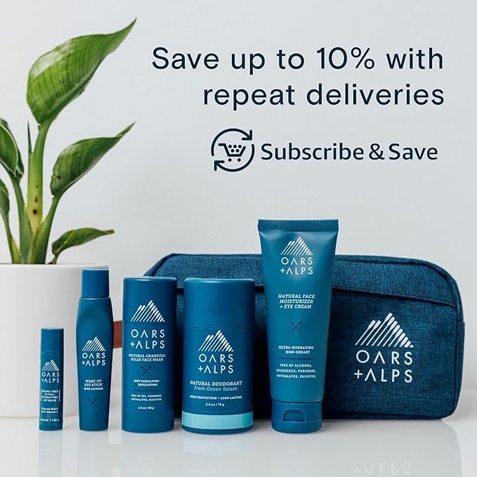 Oars + Alps Blue Charcoal Exfoliating Men's Bar Soap, Made with Clean Ingredients, Travel Size, 3 Pack, 6 Oz Each