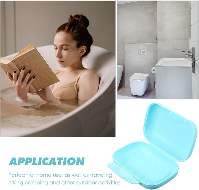 Portable Large Blue Soap Dish Container with Lock Lightweight Travel Soap Holder for Hiking Camping Bathroom Use Leakproof PP Plastic Case