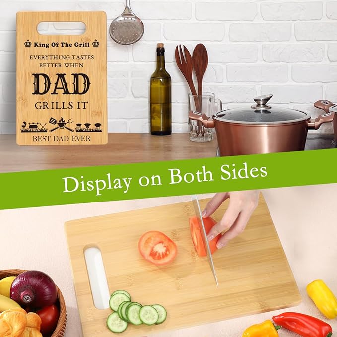 Christmas Birthday Gifts for Dad from Daughter Son, Dad Cutting Board for New Bonus Dad, Stepdad, Daddy, Father, Best Dad Gifts, Unique Grilling Gifts for Dad Who Wants Nothing, Father in Law Gift