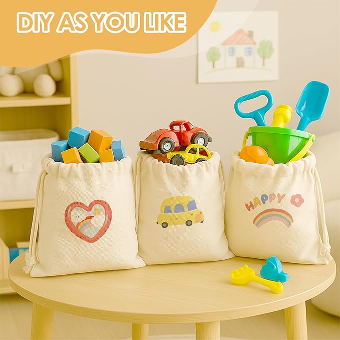 20 Pcs Cotton Storage Bags,8X10 inch Cotton Drawstring Bags,Reusable Produce Bag,Washable Muslin Storage Bag,Natural Canvas Fabric Sachet,for Vegetables Fruit & Grocery Shopping Home Supplies