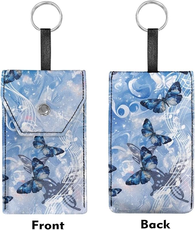 Tissues Purse Pocket Portable Hanging Rope Canvas Purple Butterfly Mini Tissue Bag Paper Holder for Travel Office Daily