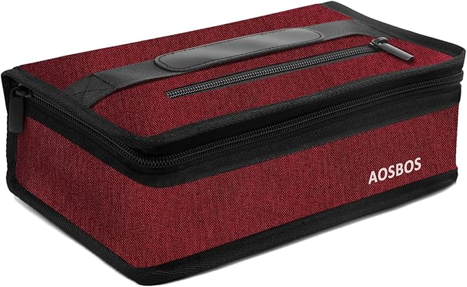 Aosbos Small Insulated Lunch Bag for Women - Compact Lunch Box for Portion Control, Work & Office, Wine Red