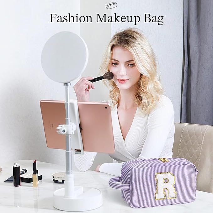 YOOLIFE Travel Makeup Bag - Personalized Monogram Initial Makeup Bags Cosmetic Toiletry Bag Pouch for Women, Mom, Her Best Friend, Female Teacher, Birthday Gifts