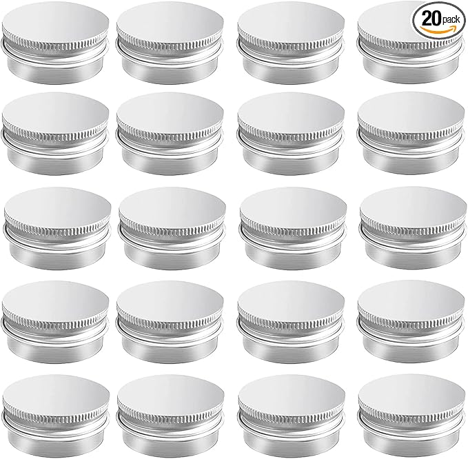 20 Pack 0.5 oz Aluminum Tin Jar with Screw Lid 15 ml Round Refillable Containers