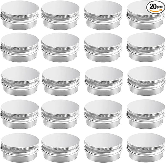 20 Pack 0.5 oz Aluminum Tin Jar with Screw Lid 15 ml Round Refillable Containers