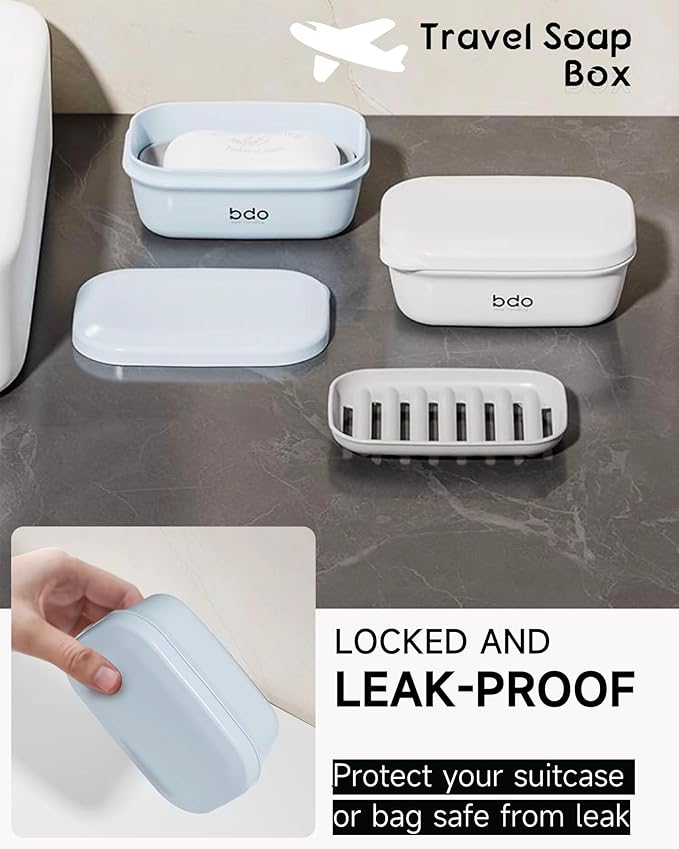 Travel Soap Case, Leakproof Soap Container with Lid, Portable Bar Soap Holder for Traveling, Soap Dishe for Bathroom, Shower, Gym, School, Camping, Vacation, Outdoor (Green)