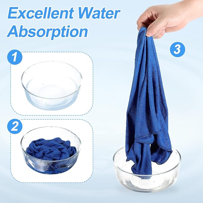 HARFINGTON 4 Pack Microfiber Cleaning Cloth, 24" x 12" Multi-Functional Cleaning Towels Reusable Absorbent Rags for Car Wash Kitchen Household Window Clean, Sapphire Blue