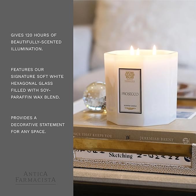 Antica Farmacista Three-Wick Candle - Decorative Home Candle - Long-Lasting & Premium Scented - Luxury Gift - Prosecco, 25 oz