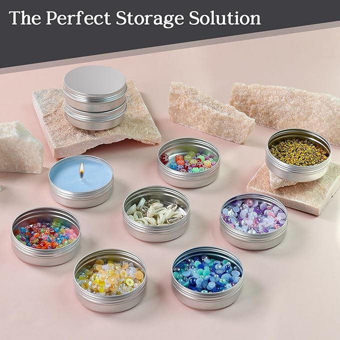 12 Pack 4 oz Tins with Lids, Round Salve Tins 4oz Tin, Wide Mouth Aluminum Tin with Lids 4oz Metal Containers Salve Containers for Spices,Candles or Salve(Silver)