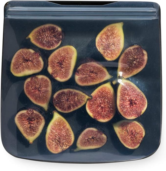 W&P Porter Silicone Reusable Storage Bag, Sandwich (34oz Flat), Charcoal, Food Storage Container, Microwave and Dishwasher Safe, Easy Cleaning
