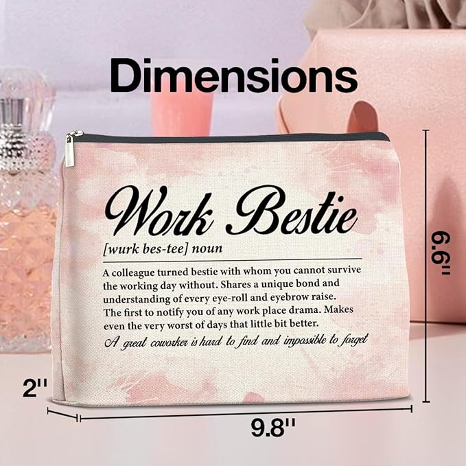 Gifts for Work Bestie Makeup Bag, Leaving New Job Farewell Gifts for Coworker Colleague Work Friend Work Bestie Definition Zipper Makeup Pouch