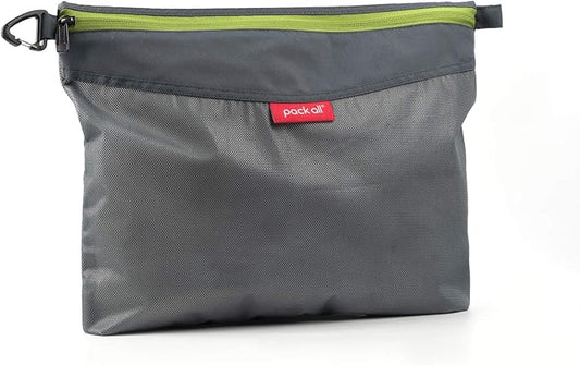 pack all Water-resistant Material Zipper Pouch, Mesh Zipper Bags for Storage, Travel, Office (Gray, Large)