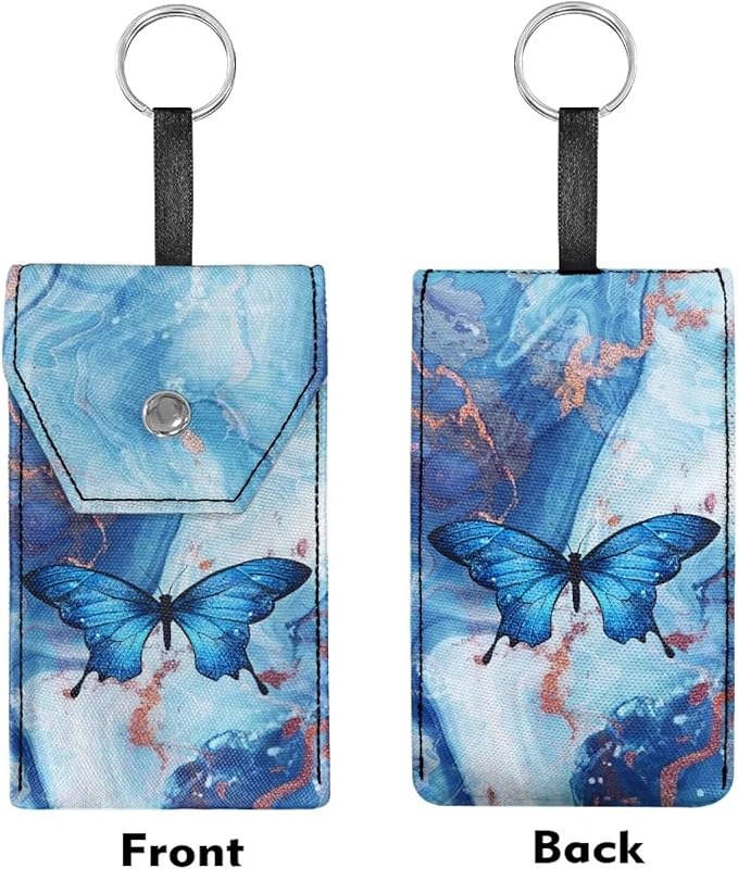 Tissue Bag,Blue Butterfly Portable Travel Tissue Pouch Canvas Tissues Purse Pocket for Wallet Coin Travel Bag
