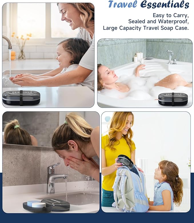 Leakproof Travel Soap Dish with Lid - Draining Soap Bar Holder for Bathroom, Shower, Gym, School, Camping, Vacation, Outdoor