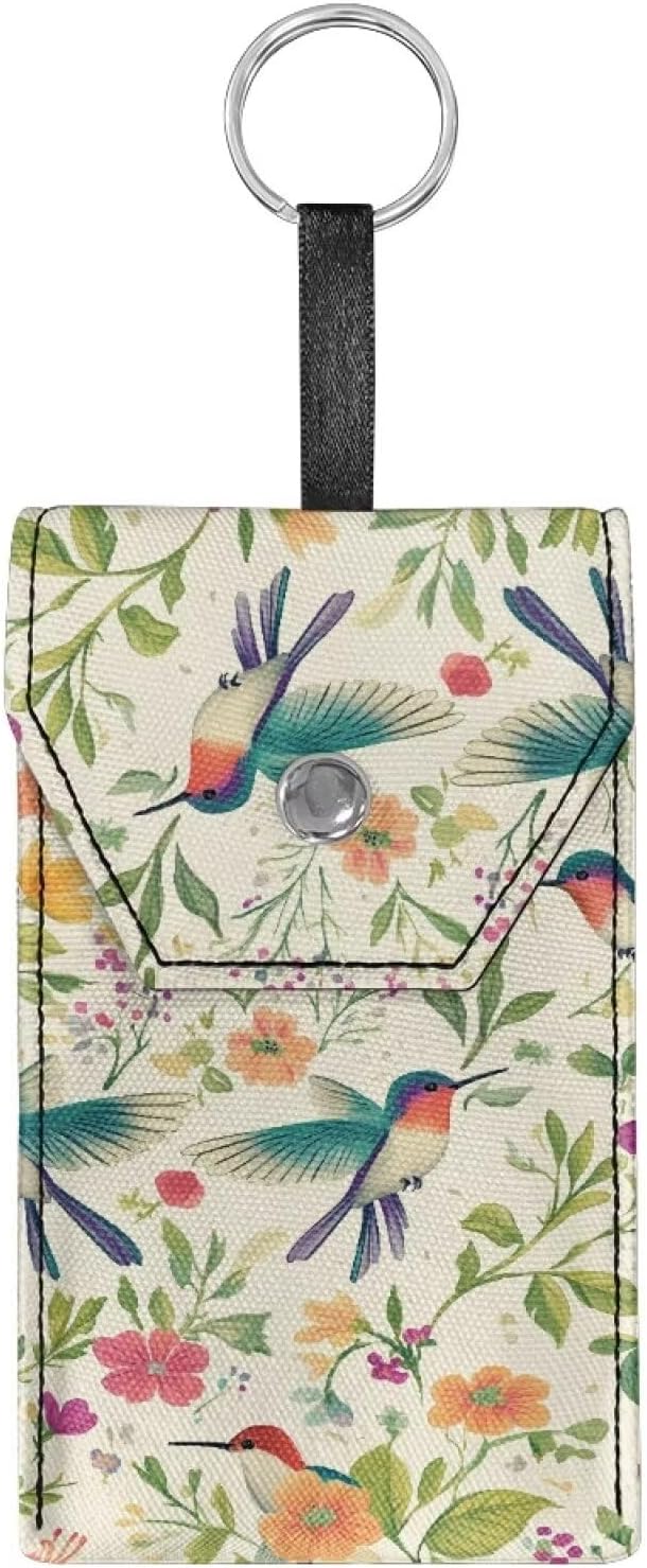 Tissues Purse Pocket Portable Travel Tissue Pouch Snap Button Enclosed Reusable Canvas Pocket Tissue Holder for Purse Coins Daily Outgoing Hummingbird