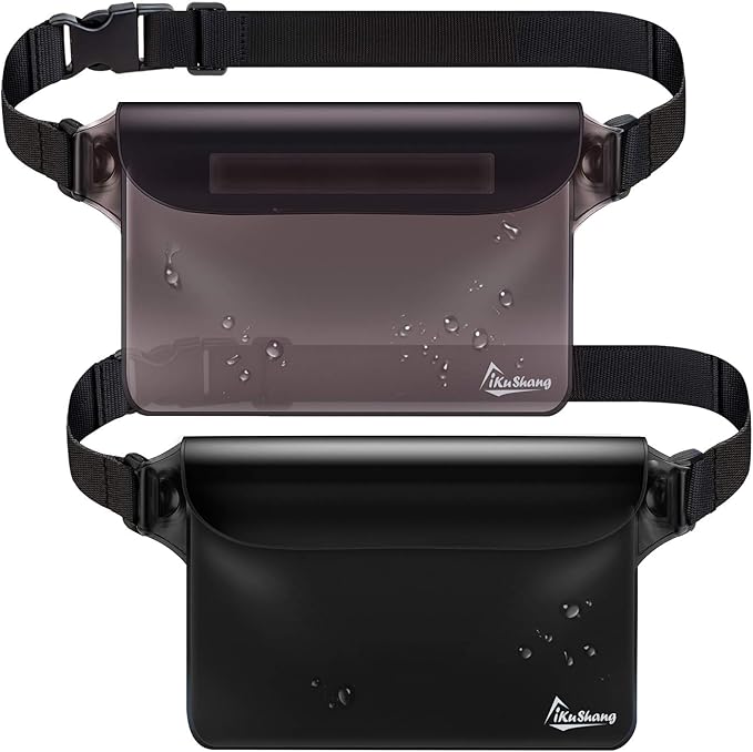 Waterproof Fanny Pack with Triple Zip Lock, Submersible Up to 32FT Dry Bag Pouch, Touchscreen Phone Case for Beach, Cruise, Swimming & Kayaking Essentials