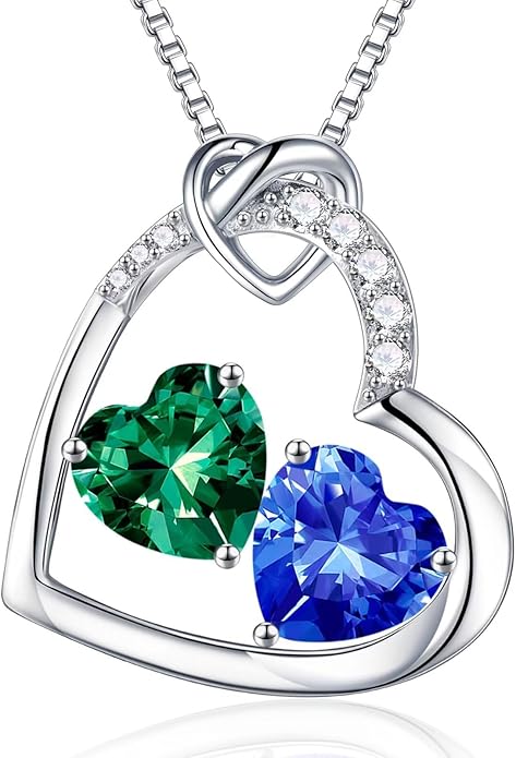 Iefil Christmas Gifts for Women Wife - 925 Sterling Silver Birthstone Necklace, Anniversary Birthday Gifts for Women, Birthstone Jewelry Gift for Wife Girlfriend Mom