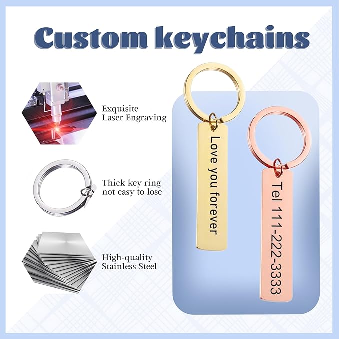 Custom Keychain Double Sided Personalized Picture Text Keychains Engraving Photo Key chains Gifts for Women Boyfriend