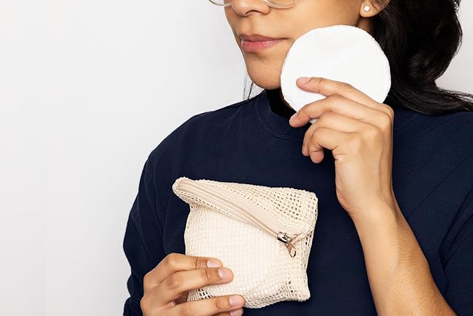 Reusable Cotton Pads for face, Reusable Cotton Rounds for Facial Cleansing, Bamboo, Reusable Makeup Remover Pads for face in Organic Cotton mesh Bag, 10 Pads, Ora’s Amazing Herbal